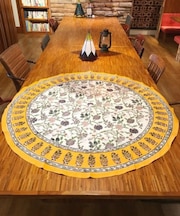 【チャイハネ】【ブロックプリント】ハマツラウンドマルチクロス