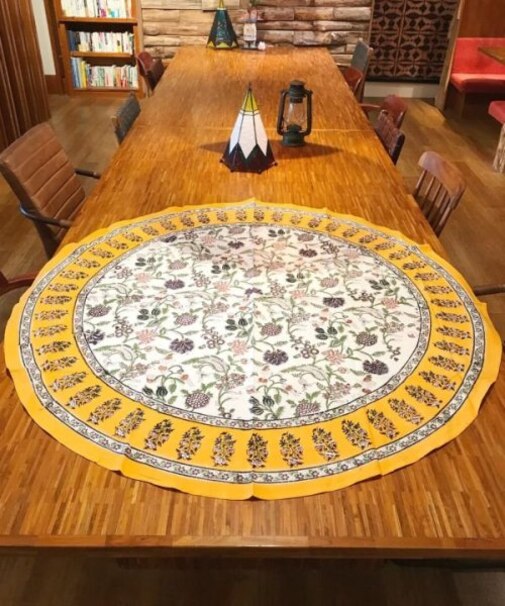 【チャイハネ】【ブロックプリント】ハマツラウンドマルチクロス