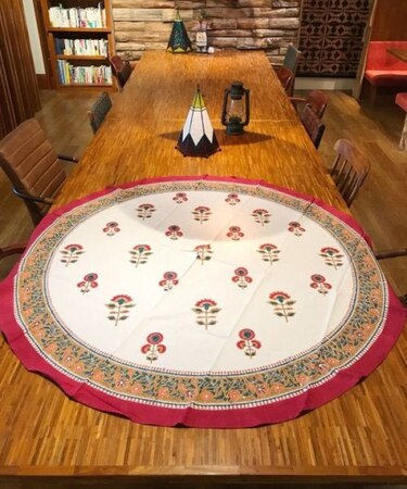 【チャイハネ】【ブロックプリント】ハマツラウンドマルチクロス