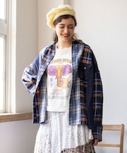 【チャイハネ】チェックパッチワークシャツ