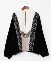 【チャイハネ】ファランナメンズハーフジップトップス