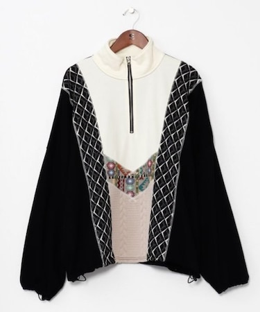 【チャイハネ】ファランナメンズハーフジップトップス