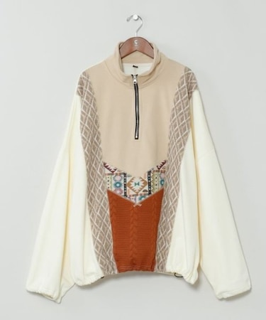 【チャイハネ】ファランナメンズハーフジップトップス