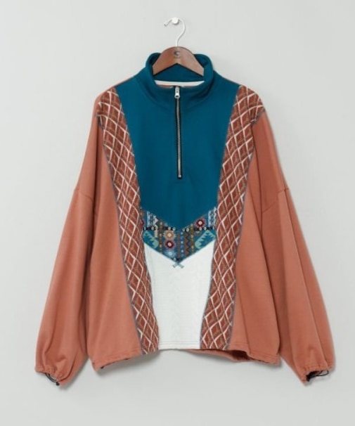 【チャイハネ】ファランナメンズハーフジップトップス