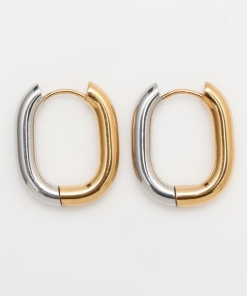 【チャイハネ】ツートンオーバルフープピアス