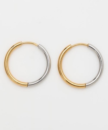 【チャイハネ】ツートンスリムフープピアス