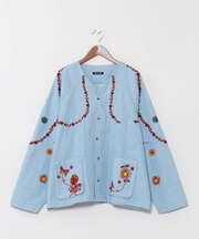 【チャイハネ】ピピナメンズデニムノーカラーシャツ