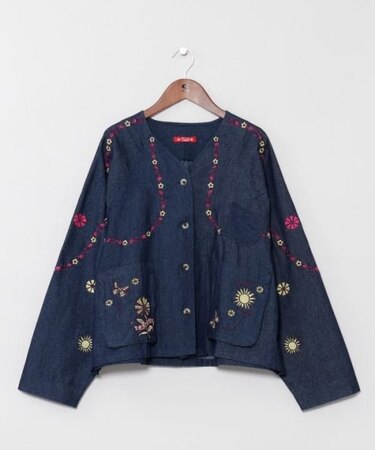 【チャイハネ】ピピナデニムノーカラーシャツ