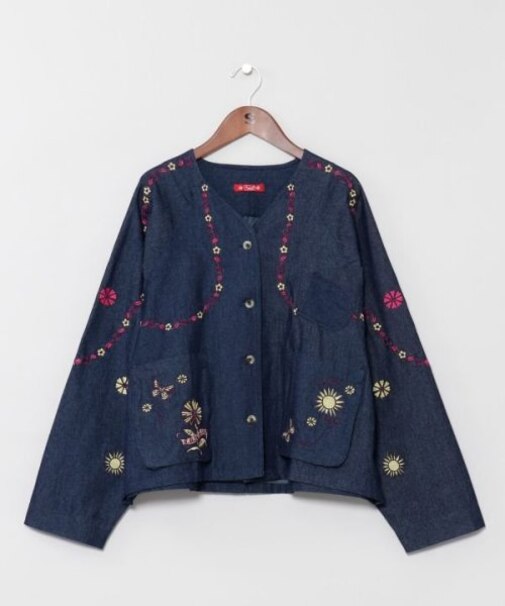 【チャイハネ】ピピナデニムノーカラーシャツ