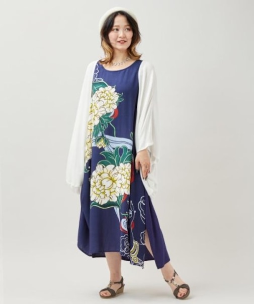 【チャイハネ】ペマルノースリーブワンピース&UVカーディガン2点セット