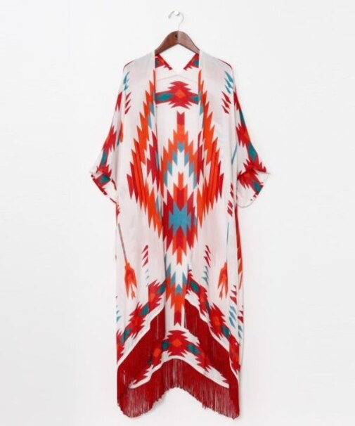 【チャイハネ】【ＵＶカット加工】ララランフリンジロングカーディガン