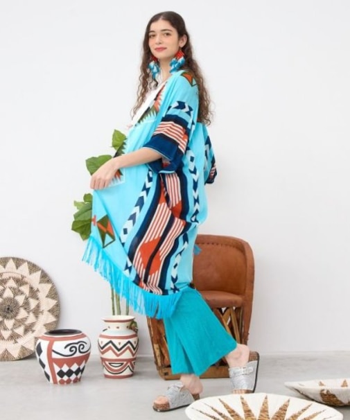 【チャイハネ】【ＵＶカット加工】ララランフリンジロングカーディガン