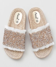 【チャイハネ】ラメフリンジスライドサンダル