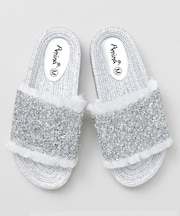 【チャイハネ】ラメフリンジスライドサンダル