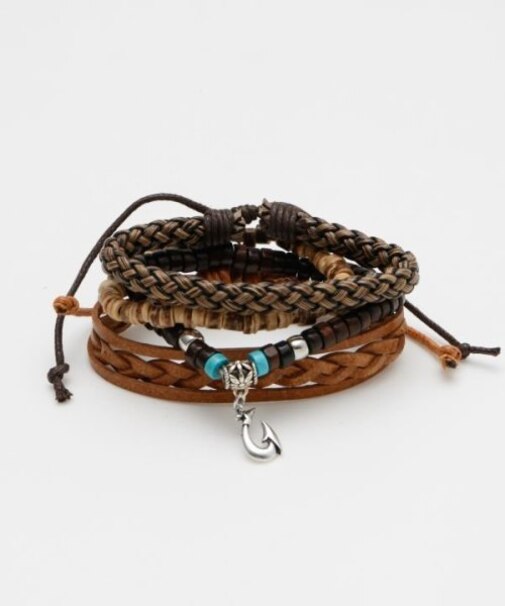 【カヒコ】フィッシュフックメンズブレスレットセット