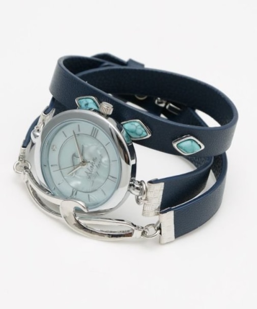 【カヒコ】レザーターコウォッチ　シルバー