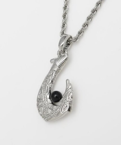 【カヒコ】メンズフィッシュフックストーンネックレス