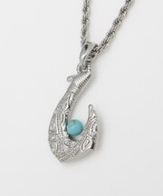 【カヒコ】メンズフィッシュフックストーンネックレス