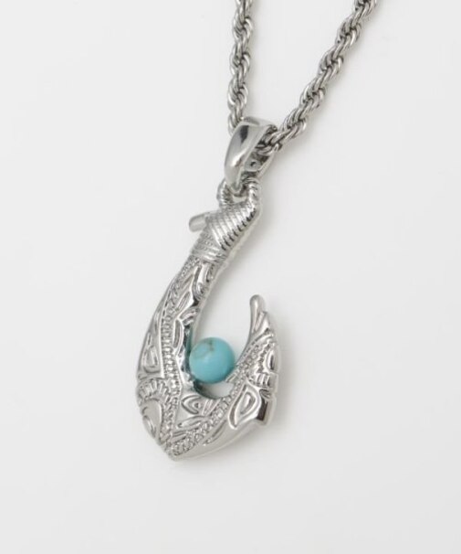 【カヒコ】メンズフィッシュフックストーンネックレス