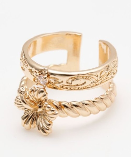 【カヒコ】ハイビスカスイヤーカフ＆リング2WAY