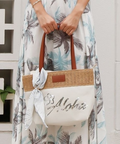 【カヒコ】プルメリアスパンコールミニトートバッグ