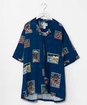 【カヒコ】TWO PALMS ポストカーズメンズアロハシャツ