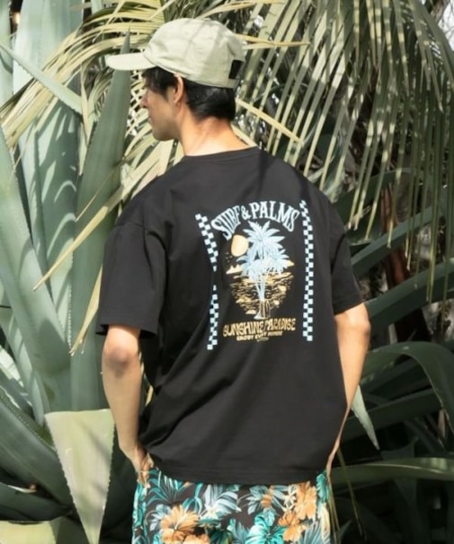 【カヒコ】【UVカット加工】アラホウメンズTシャツ【SURF&Palms】