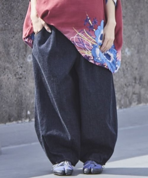 Kaya カヤ 井原デニム デニムもんぺパンツ ワイド カヤ】ますらデニムもんぺパンツ｜カヤの通販｜&mall（アンド