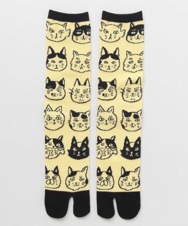 【カヤ】猫ノお顔足袋型くつ下（25-28ｃｍ）