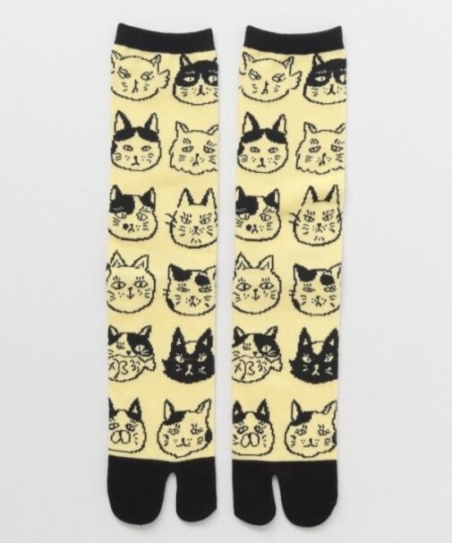 【カヤ】猫ノお顔足袋型くつ下（25-28ｃｍ）