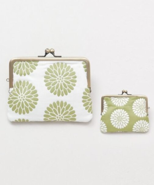 【カヤ】花ふくれ織り 平親子がま口