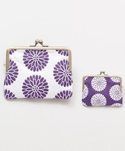 【カヤ】花ふくれ織り 平親子がま口