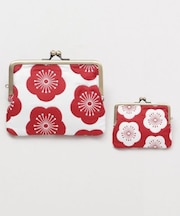 【カヤ】花ふくれ織り 平親子がま口