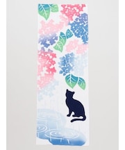 【カヤ】紫陽花と猫手拭