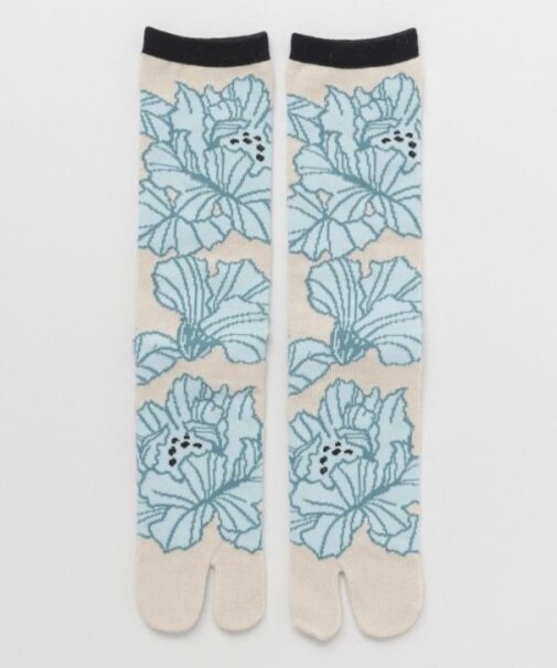 【カヤ】花装い浅葱 足袋型くつ下（25-28ｃｍ）