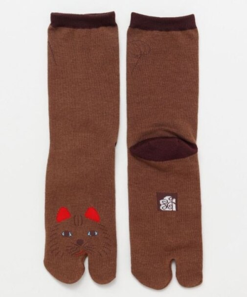 【カヤ】福猫茶足袋（23-25ｃｍ）
