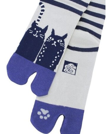 【カヤ】縞ネコ足袋（23-25cm）