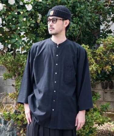 【カヤ】角袖メンズシャツ