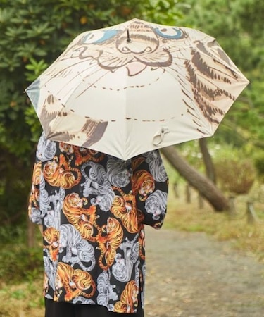 【カヤ】【遮光率90%以上】獣面相日傘（晴雨兼用）