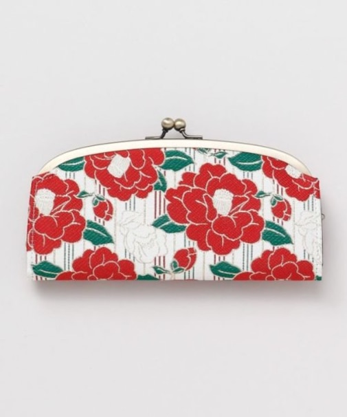 【カヤ】縞椿がま口長財布