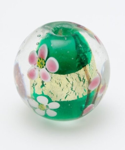 【カヤ】とんぼ玉金銀箔梅　2cm