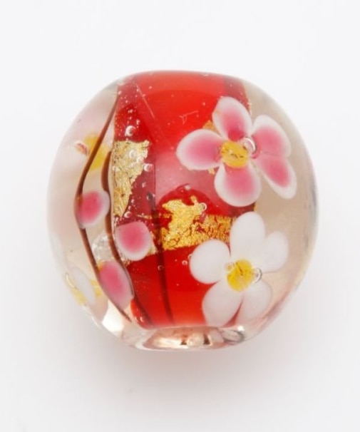 【カヤ】とんぼ玉金銀箔梅　2cm