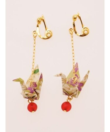 【カヤ】折鶴桔梗イヤリング