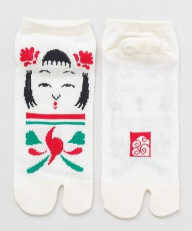 【カヤ】鹿の子足袋型くつ下 こけし（23-25cm）