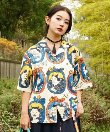 【カヤ】着る、NIPPON ART 倭の絵シャツMサイズ