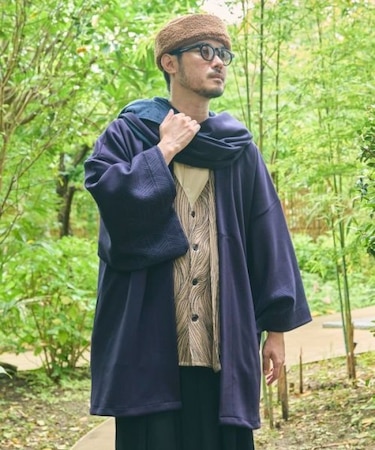 【カヤ】組子紋様メンズニット羽織