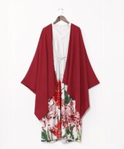 【カヤ】花々羽織付きワンピース