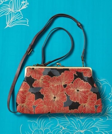 【カヤ】華やか四角がま口クラッチ＆ショルダーバッグ2WAY