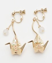 【カヤ】折り鶴 透け色イヤリング