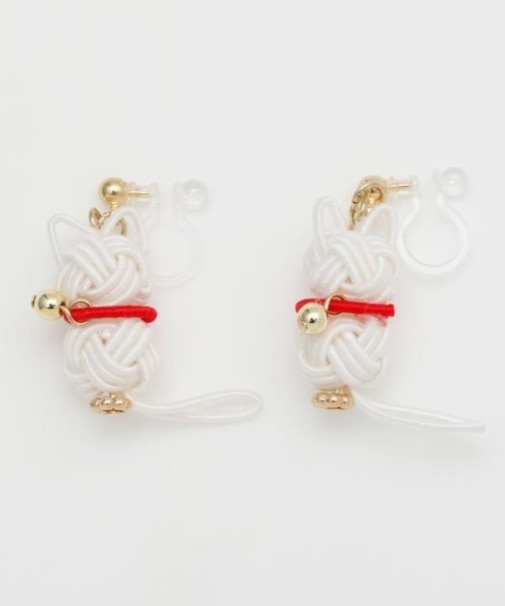 【カヤ】水引猫イヤリング